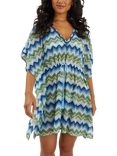 Accessorize Zig Zag Stripe Mini Kaftan, Blue