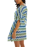 Accessorize Zig Zag Stripe Mini Kaftan, Blue