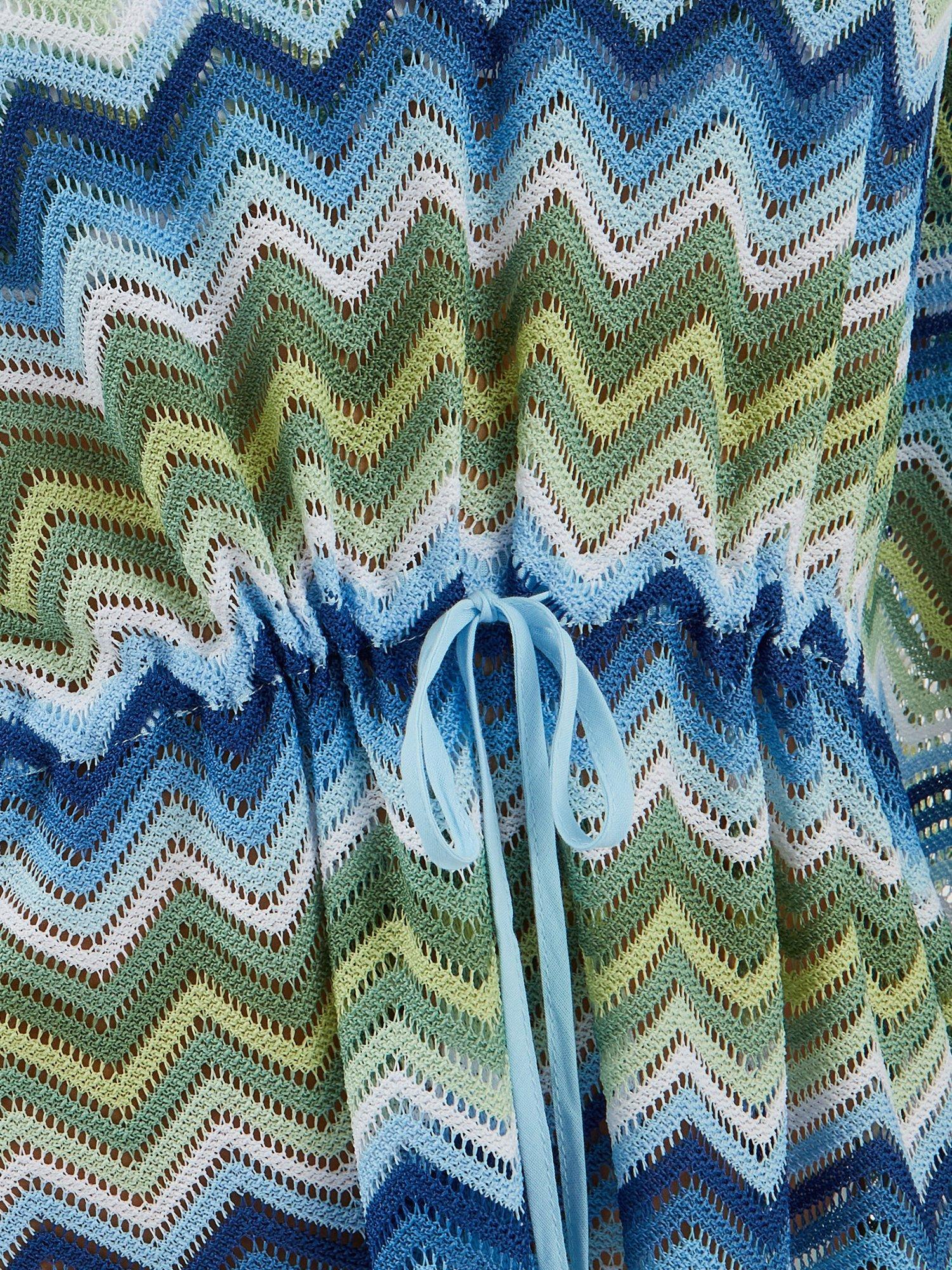 Product image 3 of 3, which shows Accessorize Zig Zag Stripe Mini Kaftan, Blue, XS