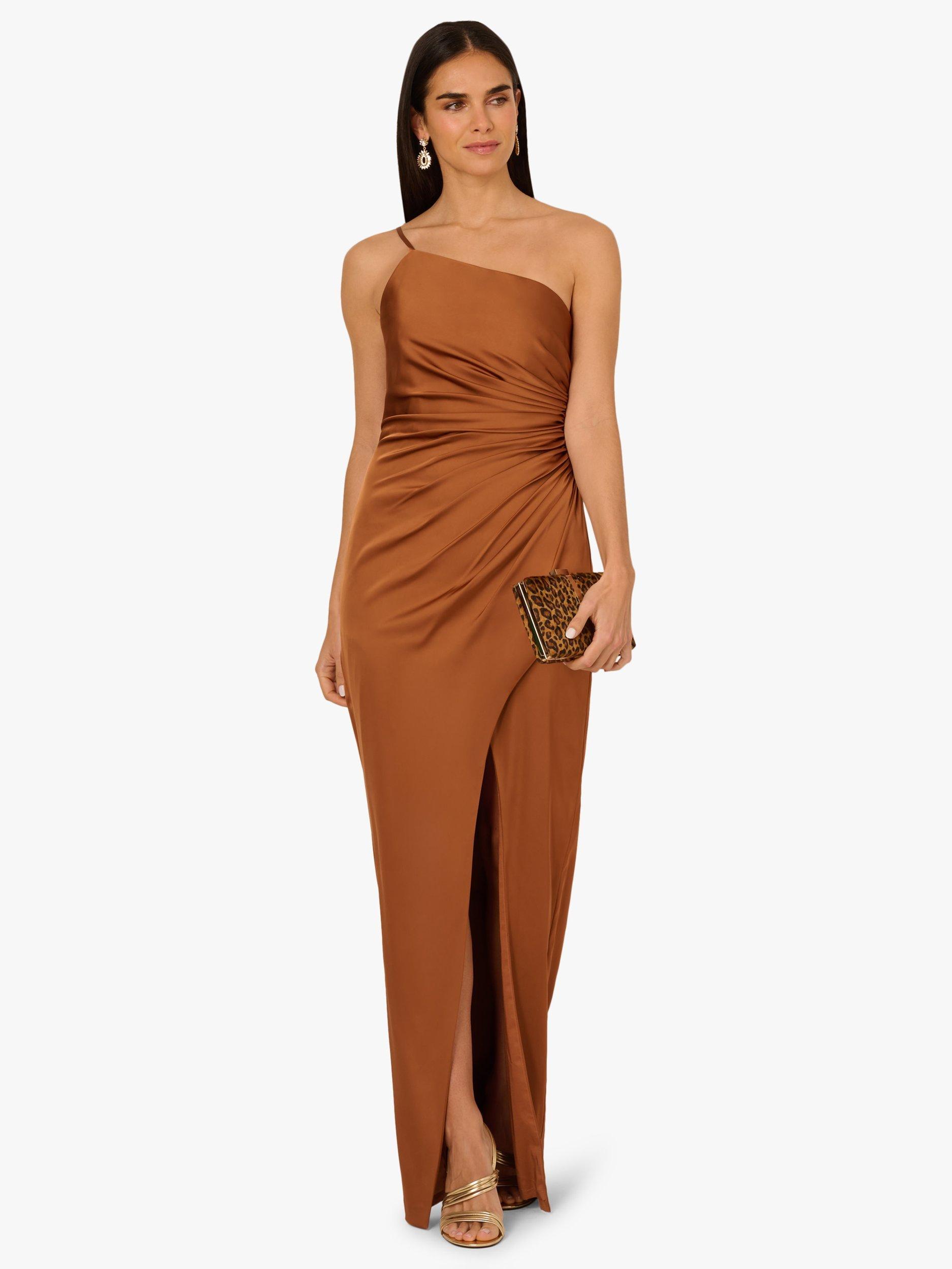 Product image 3 of 7, which shows Adrianna Papell Stretch Satin Maxi Dress, Cinnamon, 6