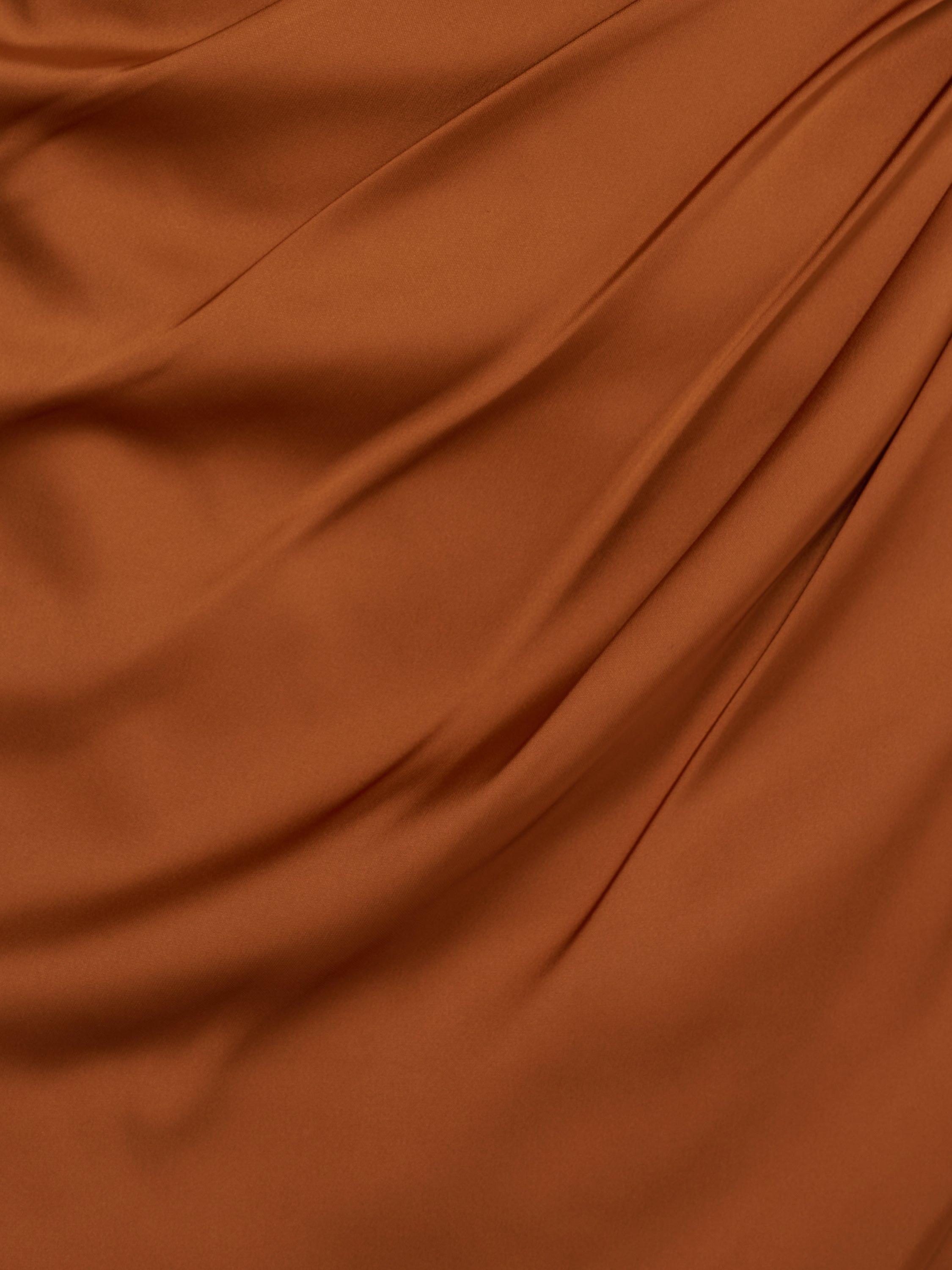 Product image 6 of 7, which shows Adrianna Papell Stretch Satin Maxi Dress, Cinnamon, 6
