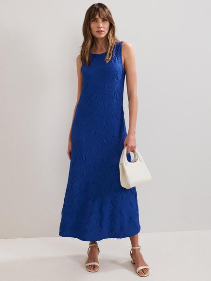 Phase Eight Talia Sleeveless Textured Midi Dress, Blue, Blue