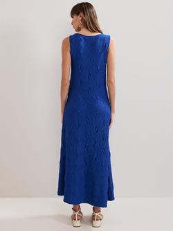 Phase Eight Talia Sleeveless Textured Midi Dress, Blue - view 2, Blue