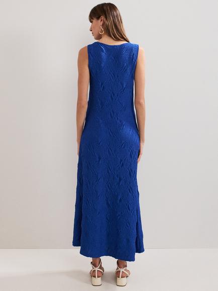 Phase Eight Talia Sleeveless Textured Midi Dress, Blue - view 2, Blue