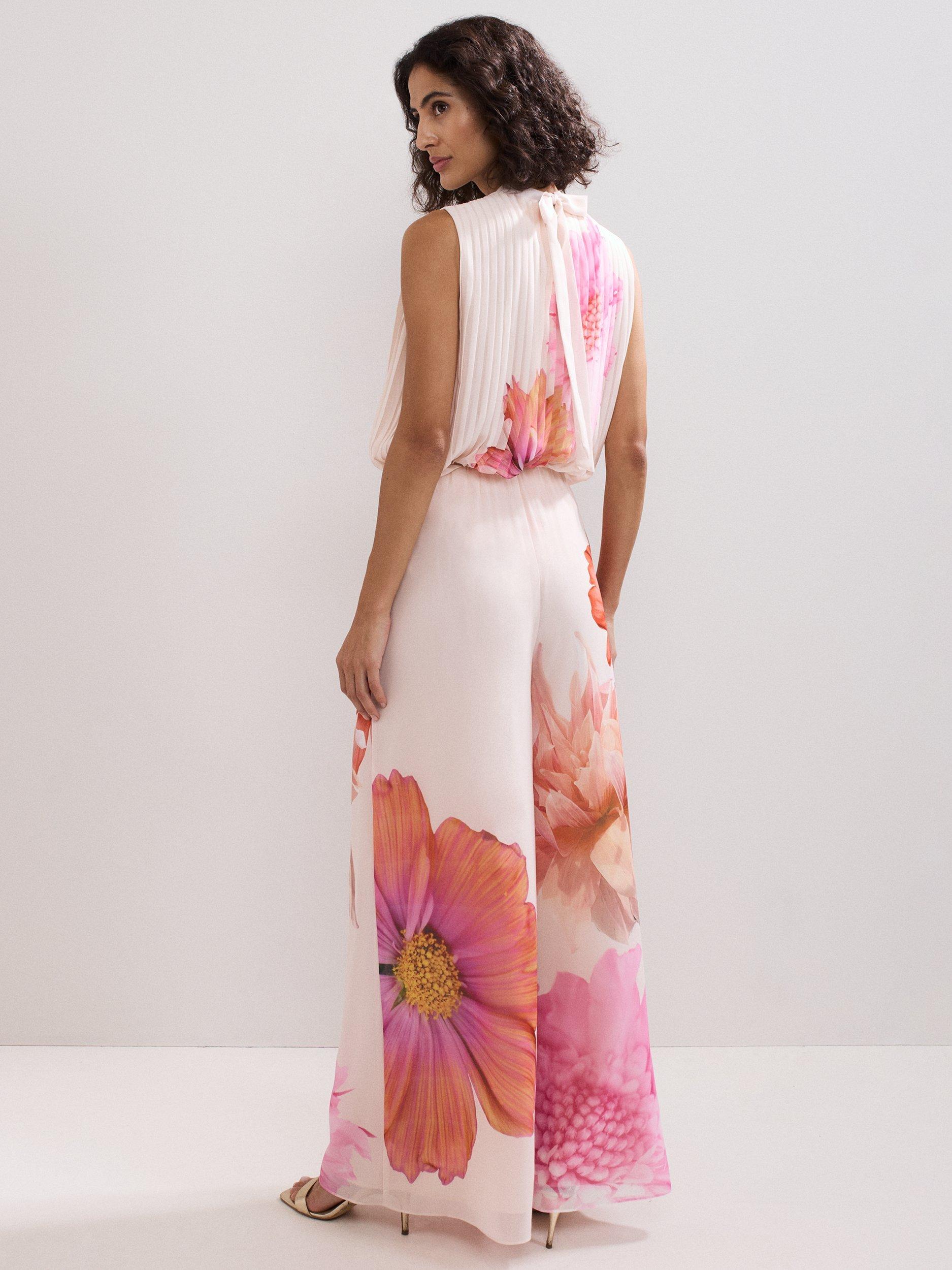 Product image 2 of 8, which shows Phase Eight Ember Floral Wide Leg Trousers, Multi, 8