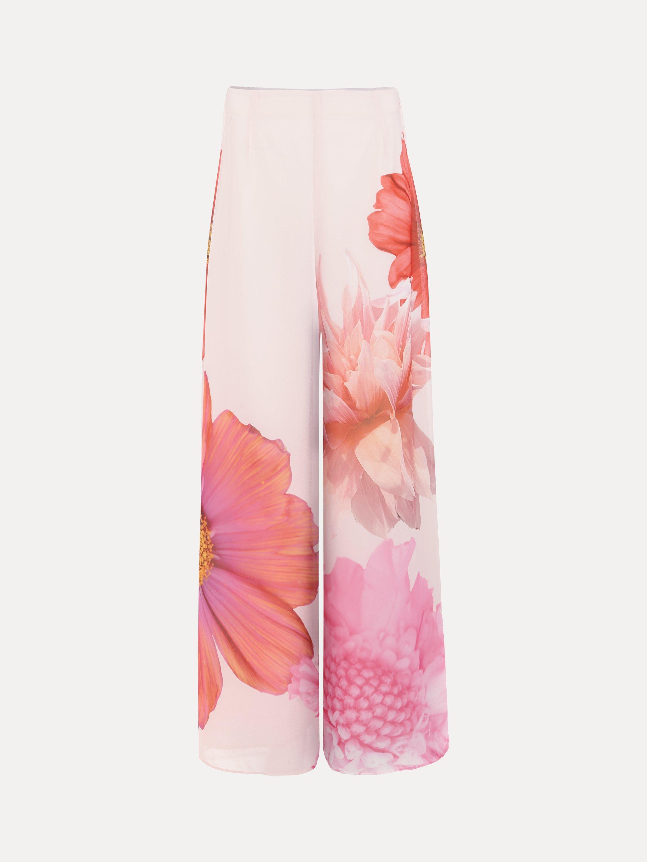 Product image 5 of 8, which shows Phase Eight Ember Floral Wide Leg Trousers, Multi, 8