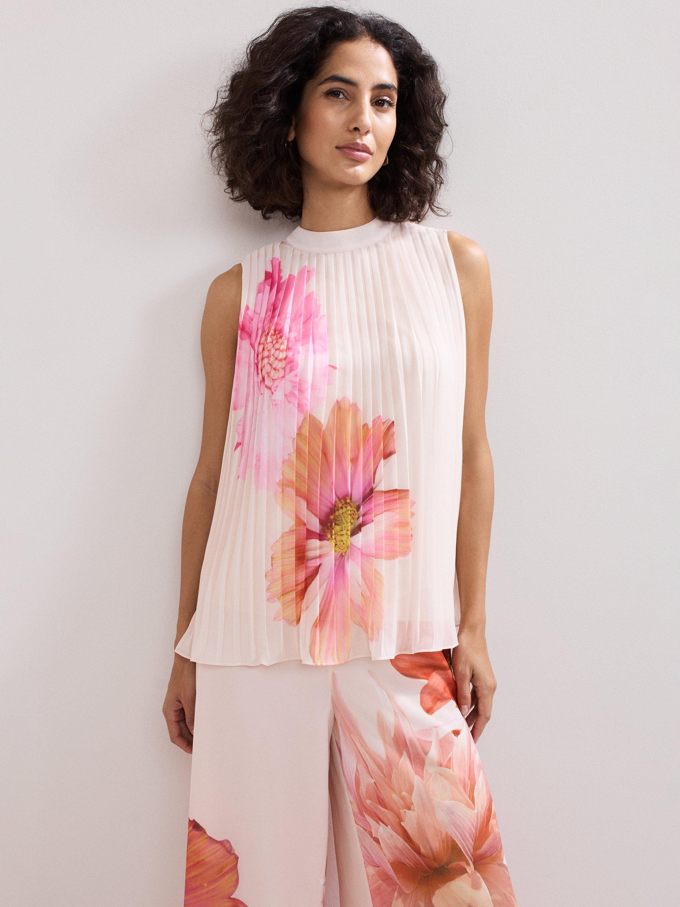 Product image 7 of 8, which shows Phase Eight Ember Floral Wide Leg Trousers, Multi, 8