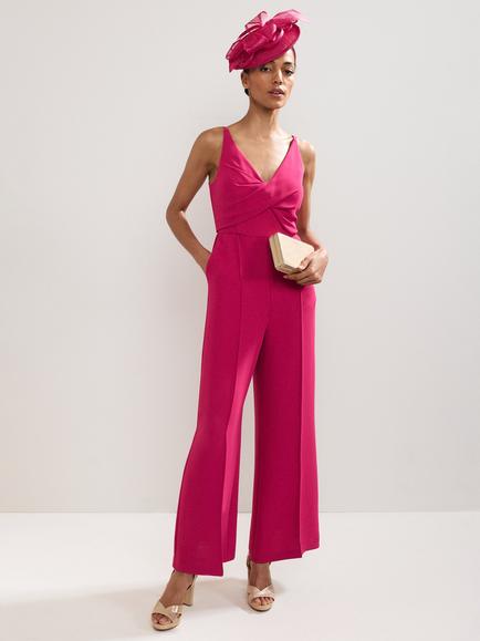 Phase Eight Hetty Spaghetti Strap V Neck Jumpsuit, Pink