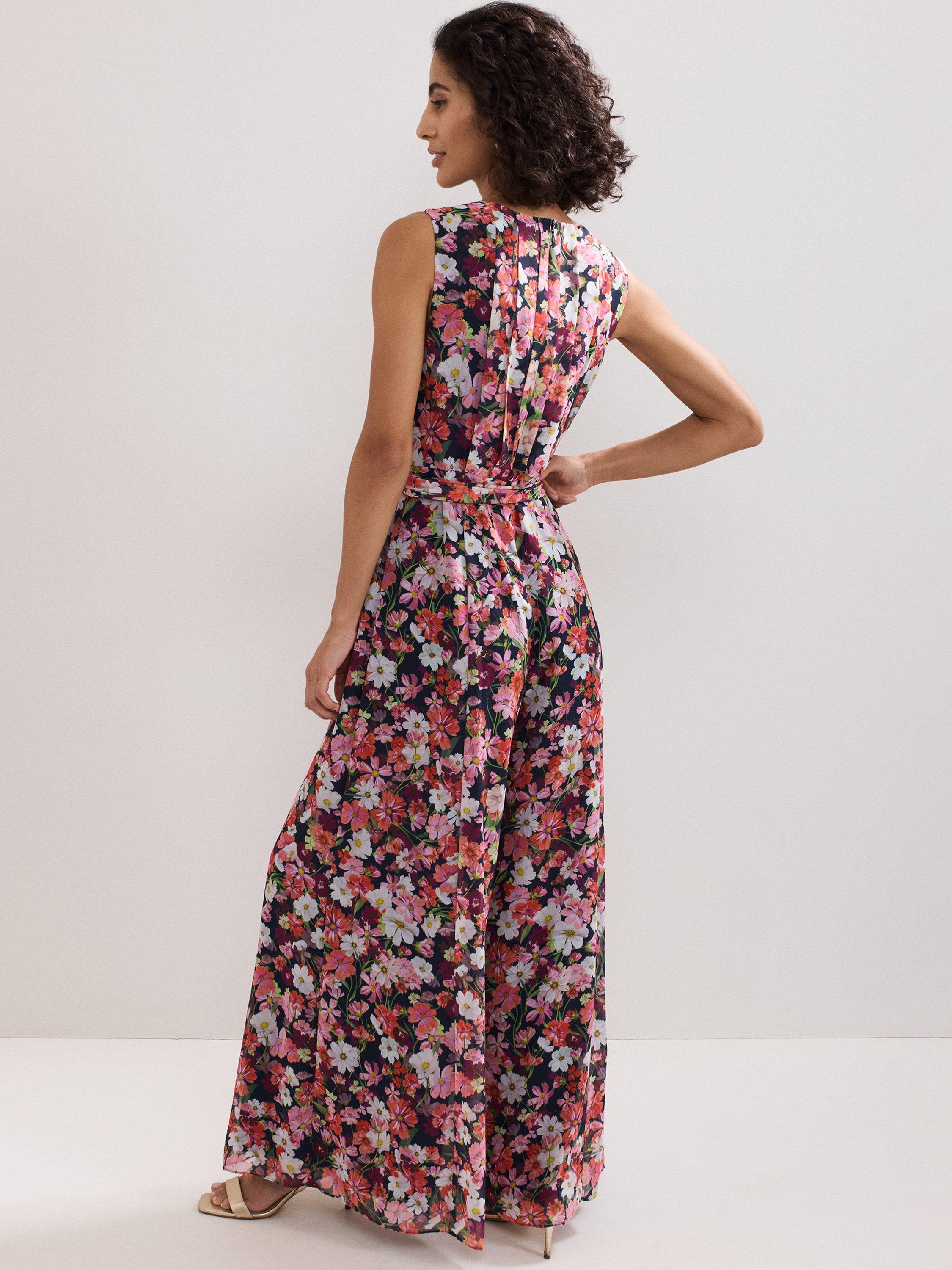 Product image 2 of 8, which shows Phase Eight Janine Floral Wide Leg Jumpsuit, Multi, 6
