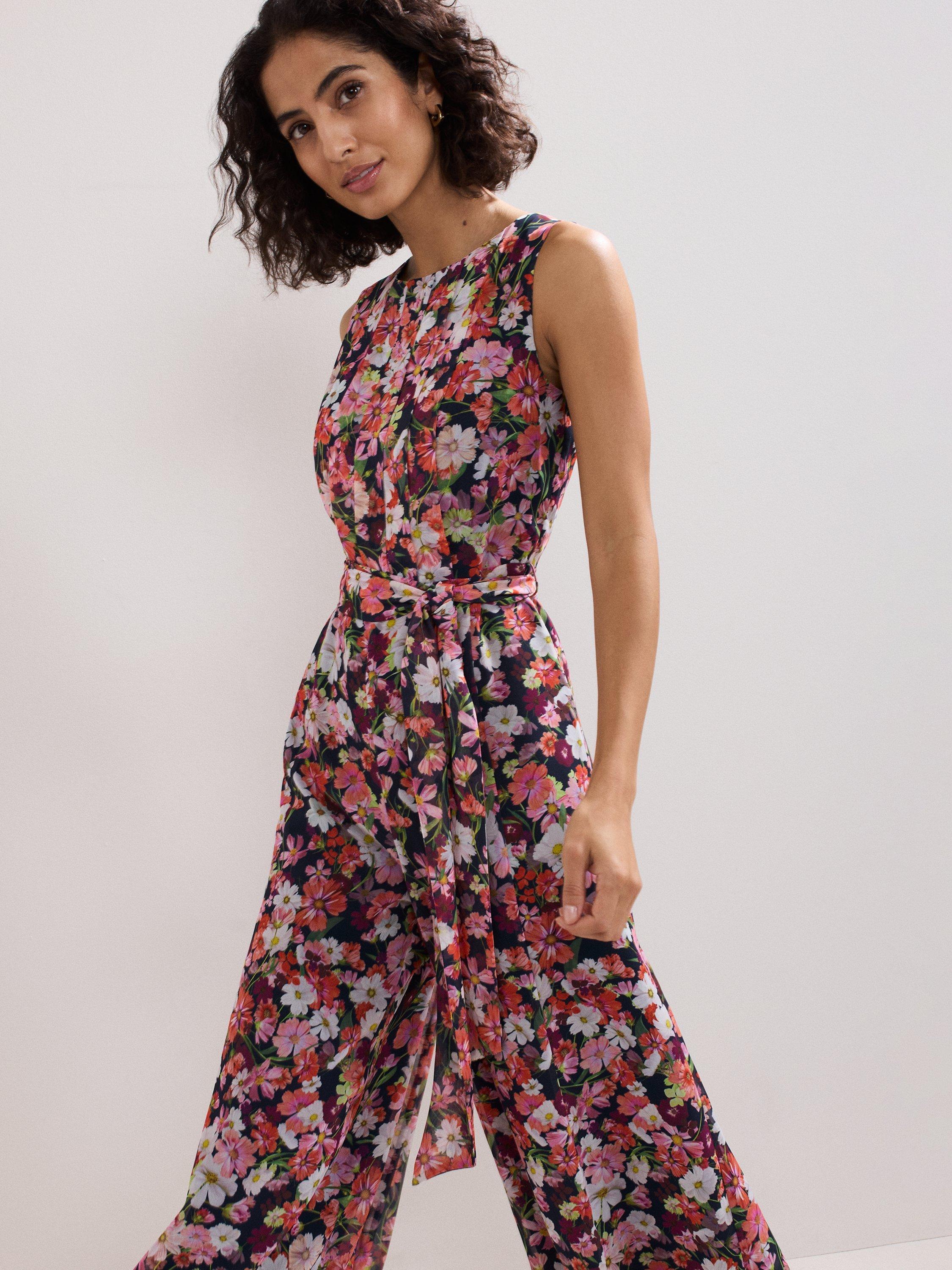 Product image 7 of 8, which shows Phase Eight Janine Floral Wide Leg Jumpsuit, Multi, 6