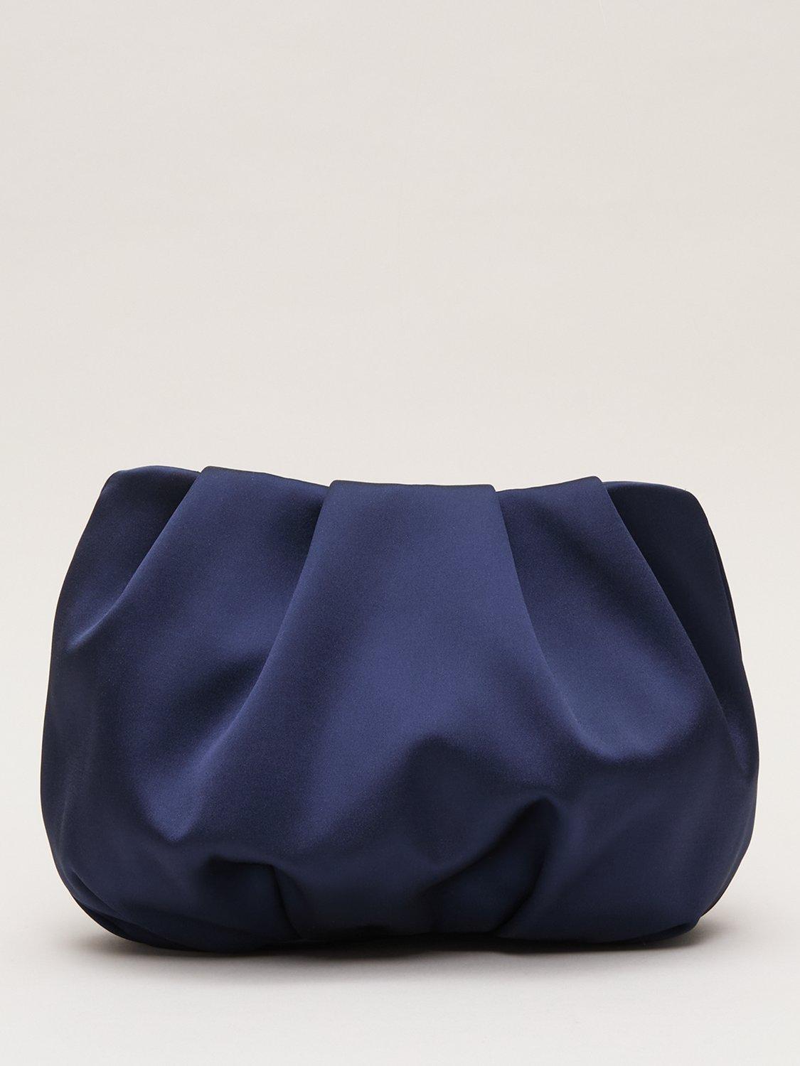 Product image 1 of 8, which shows Phase Eight Satin Clutch Bag, Navy, One Size