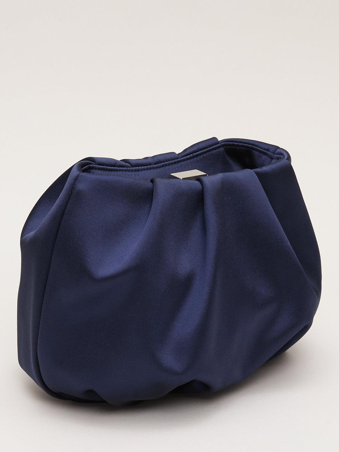 Product image 2 of 8, which shows Phase Eight Satin Clutch Bag, Navy, One Size