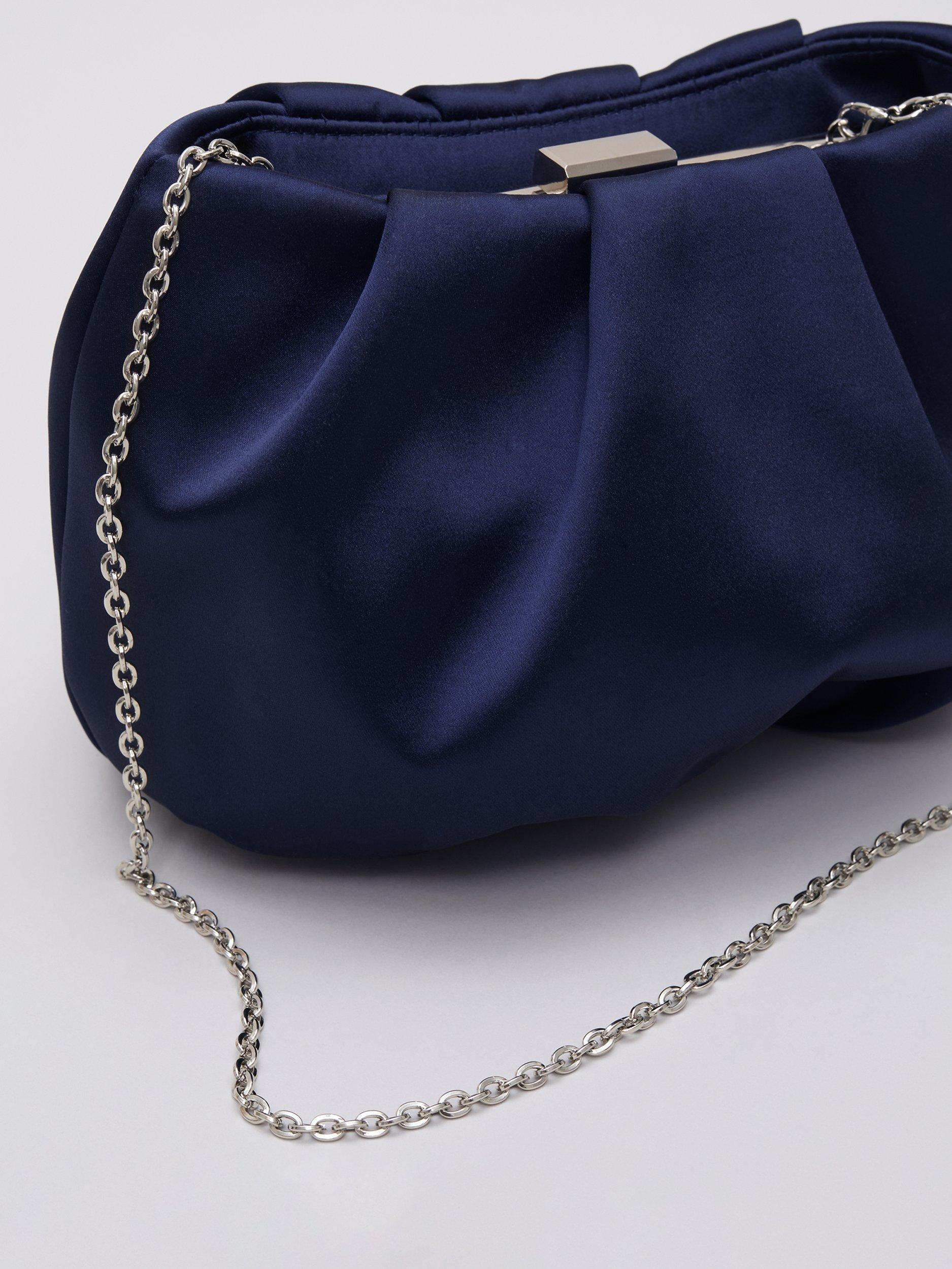 Product image 3 of 8, which shows Phase Eight Satin Clutch Bag, Navy, One Size
