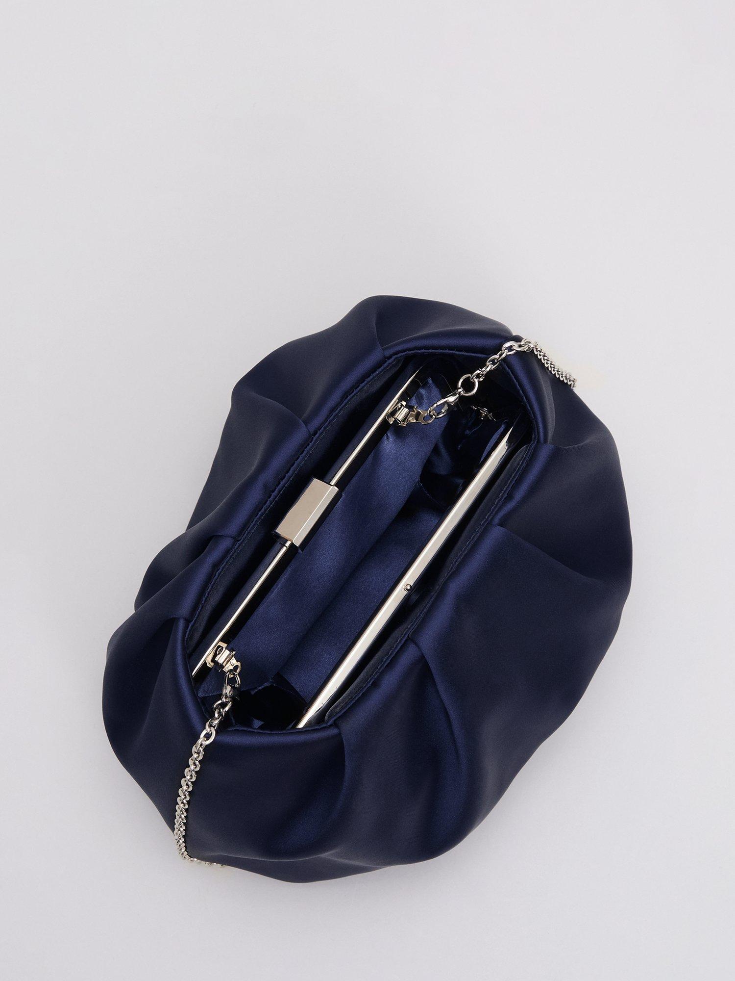 Product image 4 of 8, which shows Phase Eight Satin Clutch Bag, Navy, One Size