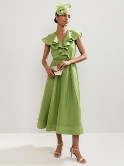 Phase Eight Annette Ruffle Midi Dress, Green