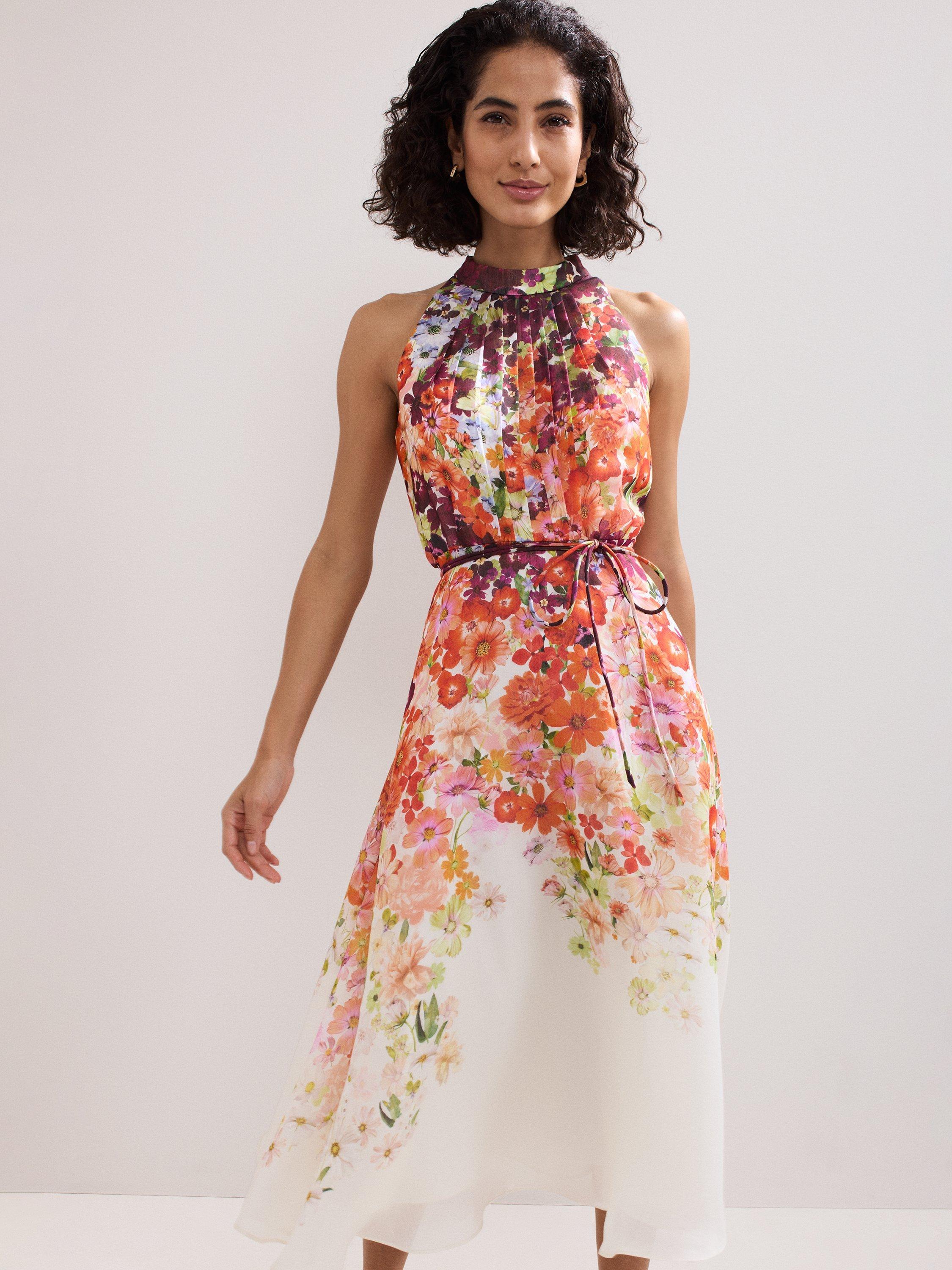 Product image 3 of 8, which shows Phase Eight Bethany Ombre Floral Midi Dress, Multi, 6