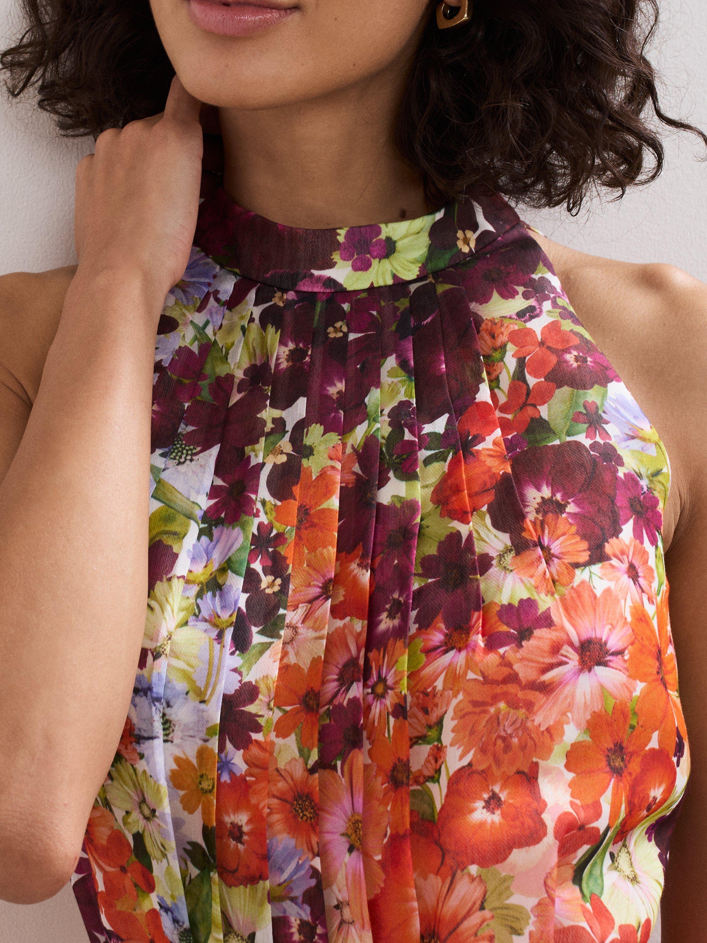Product image 7 of 8, which shows Phase Eight Bethany Ombre Floral Midi Dress, Multi, 6