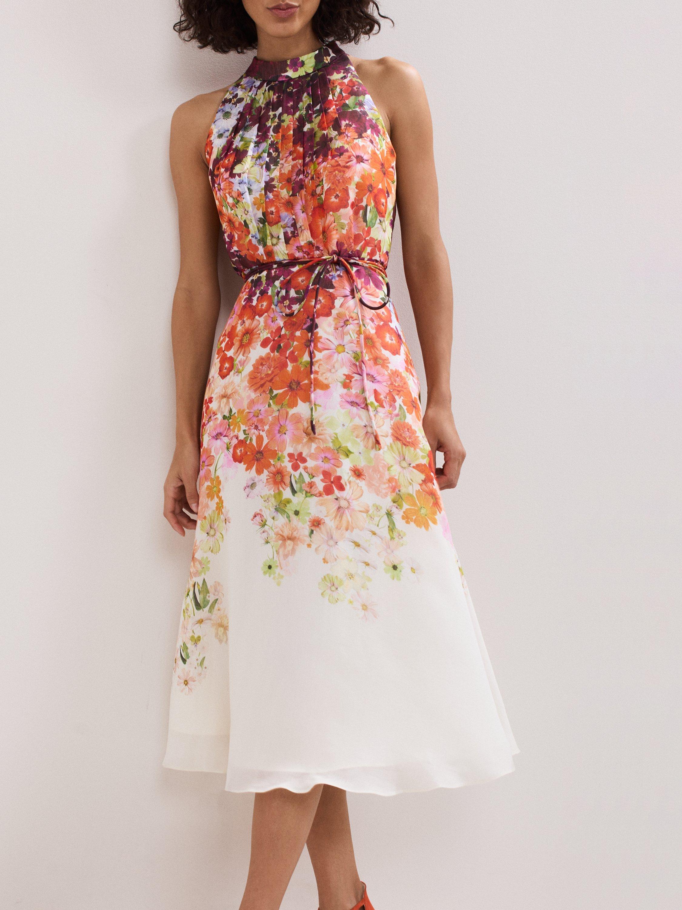Product image 8 of 8, which shows Phase Eight Bethany Ombre Floral Midi Dress, Multi, 6