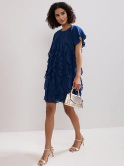 Phase Eight Claudette Ruffle Mini Dress, Blue, Blue