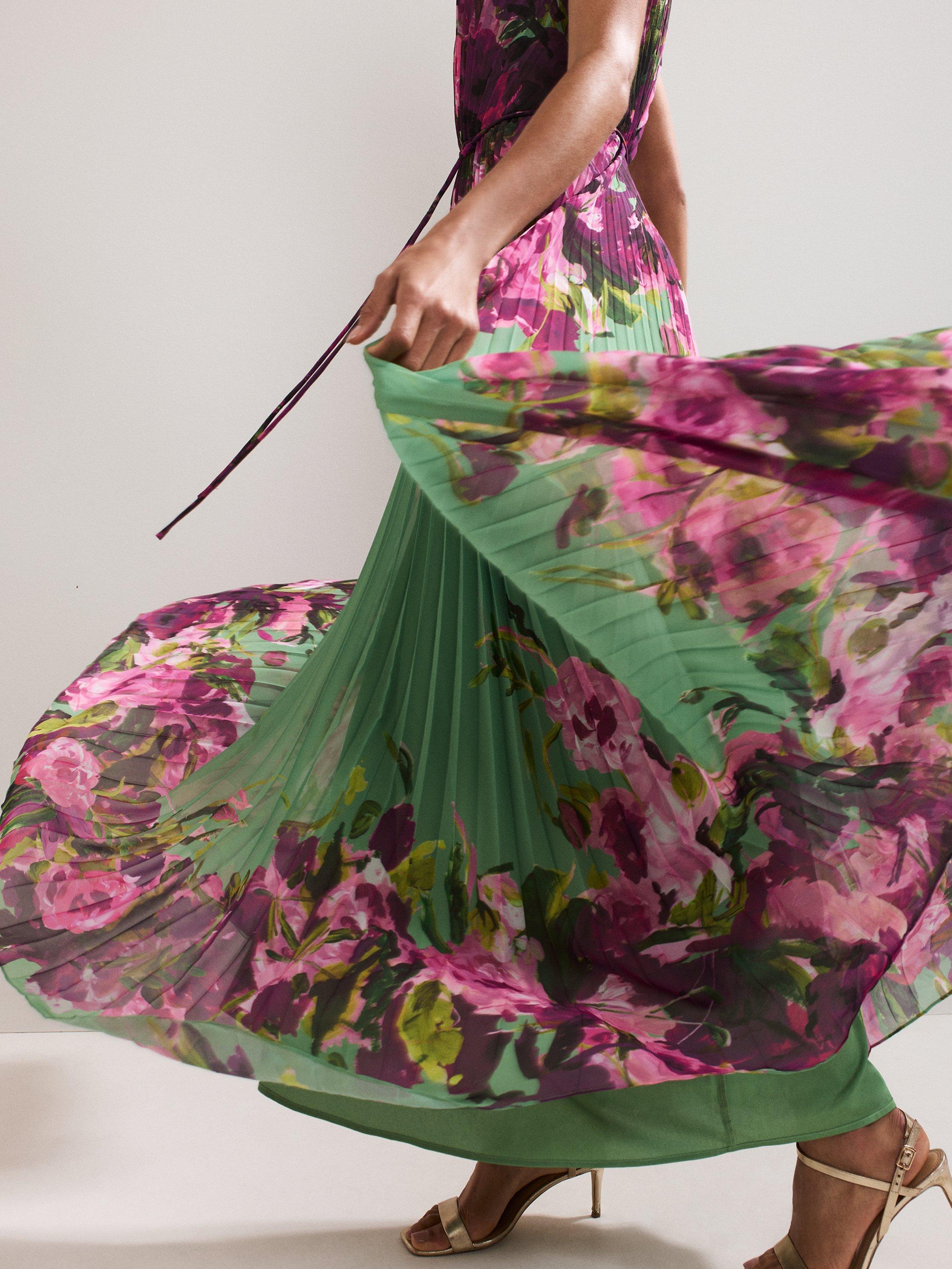 Product image 7 of 10, which shows Phase Eight Dahlia Floral Sleeveless Halterneck Maxi Dress, Multi, 6