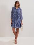 Phase Eight Darley Abstract Print Mini Shirt Dress, Blue