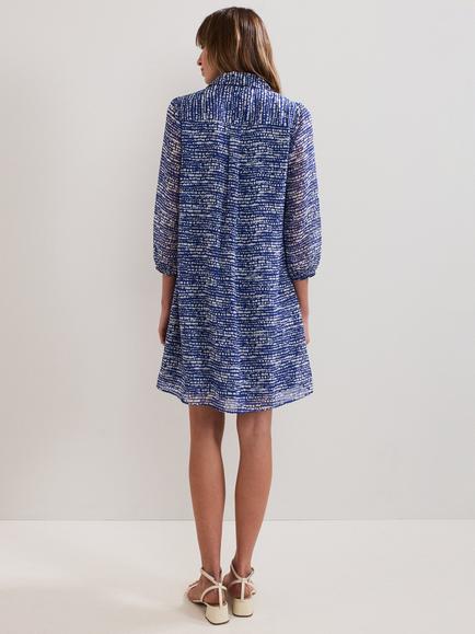 Phase Eight Darley Abstract Print Mini Shirt Dress, Blue - view 2, Blue