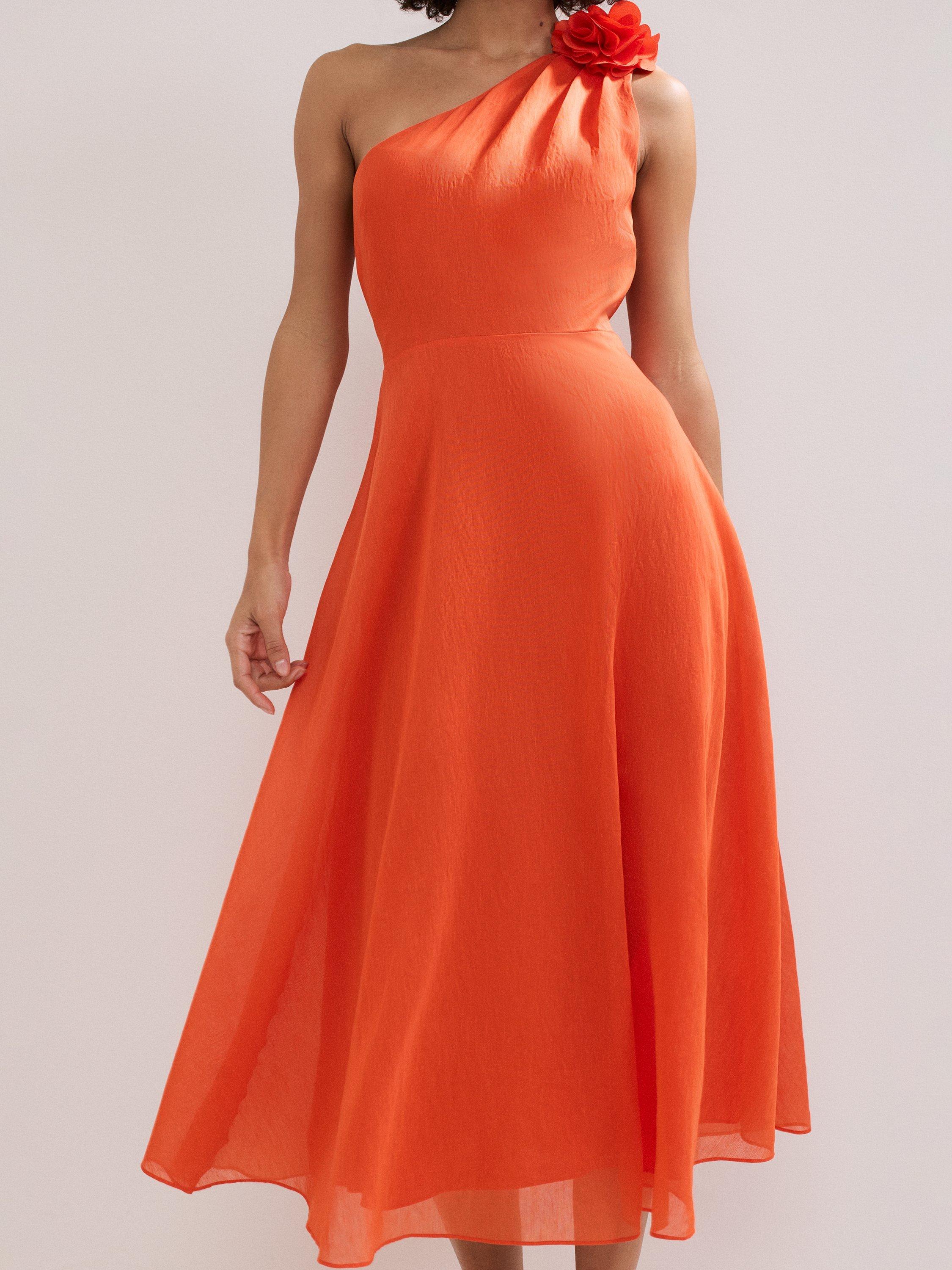 Product image 7 of 9, which shows Phase Eight Joseline One Shoulder Midi Dress, Orange, 6