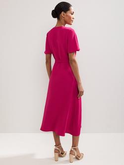 Phase Eight Julissa Short Sleeve V Neck Midi Dress - view 2, Pink