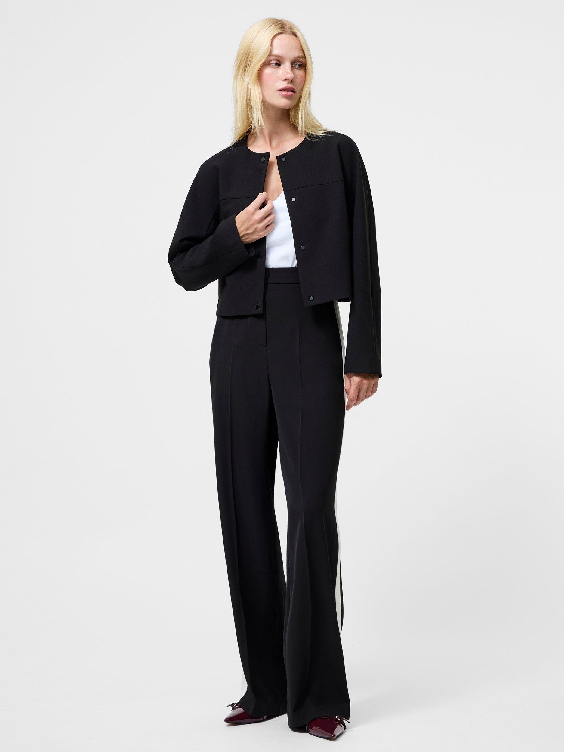 Product image 2 of 5, which shows French Connection Jaiden Popper Front Tailored Jacket, Black, 10