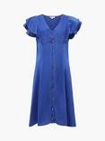 French Connection Cotton Ruffle Denim Chambray Dress, Mid Wash
