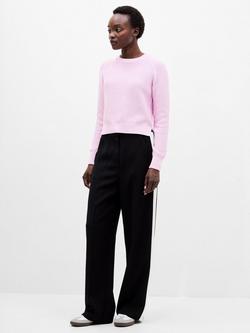 French Connection Lily Cotton Long Sleeve Round Neck Jumper, Violet Pink