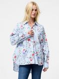 French Connection Floral Stripe Long Sleeve Shirt, Blue/Multi