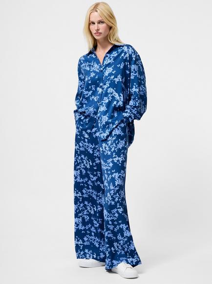 French Connection Isla Celaya Floral Long Sleeve Shirt, Blue/Multi - view 2, Blue/Multi