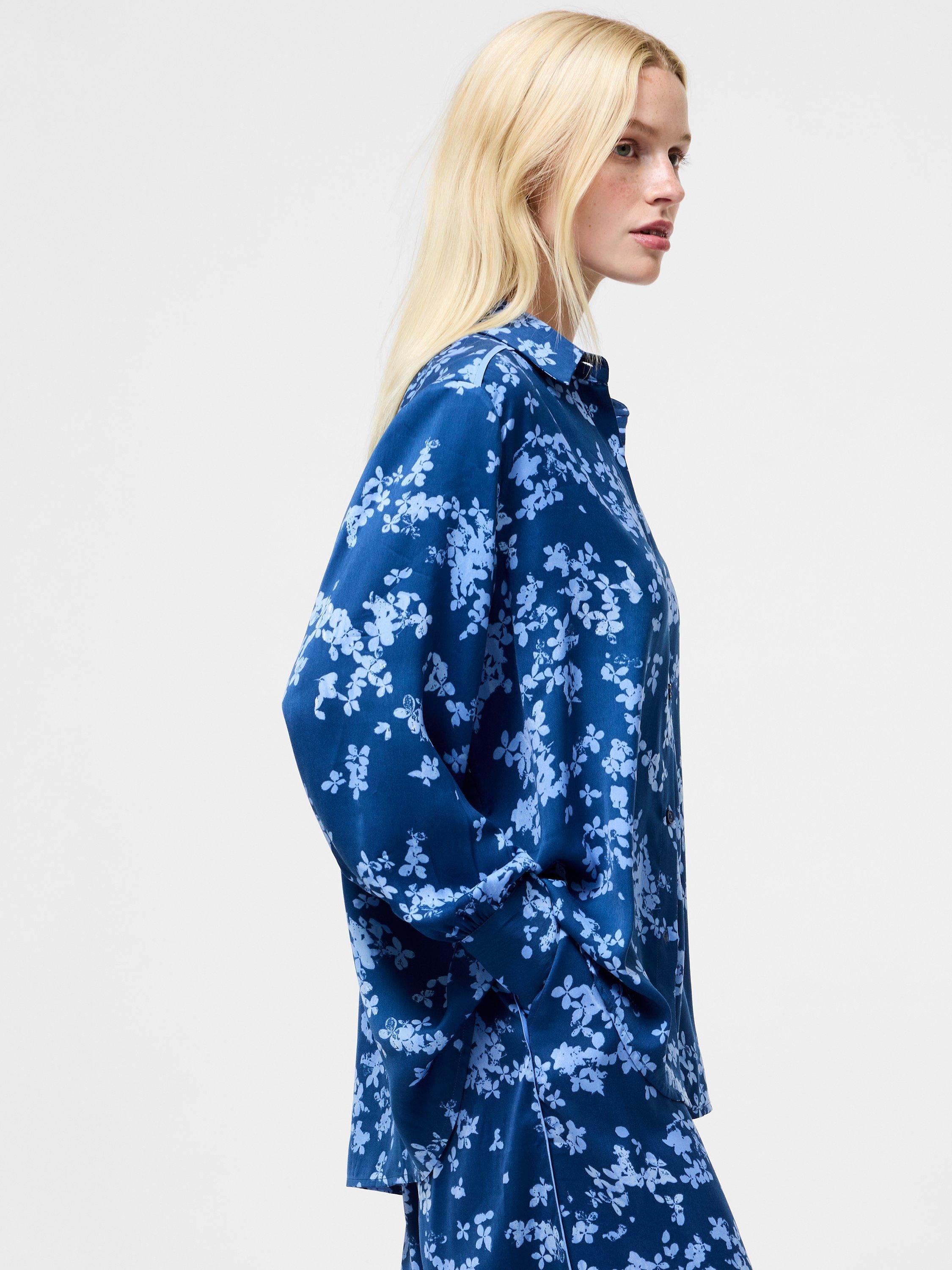 Product image 3 of 5, which shows French Connection Isla Celaya Floral Long Sleeve Shirt, Blue/Multi, 6