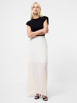 French Connection Saylor Pleated Overlay Skirt, Porcelain Cream - view 2, Porcelain Cream