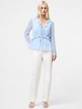 French Connection Emina Chiffon Frill Tie Detail Top, Arctic Blue