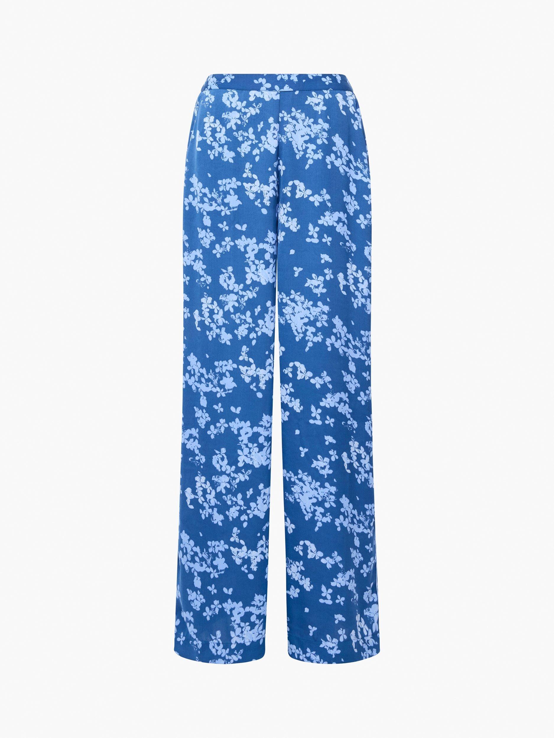 Product image 4 of 4, which shows French Connection Isla Celaya Floral Trousers, Blue/Multi, 6