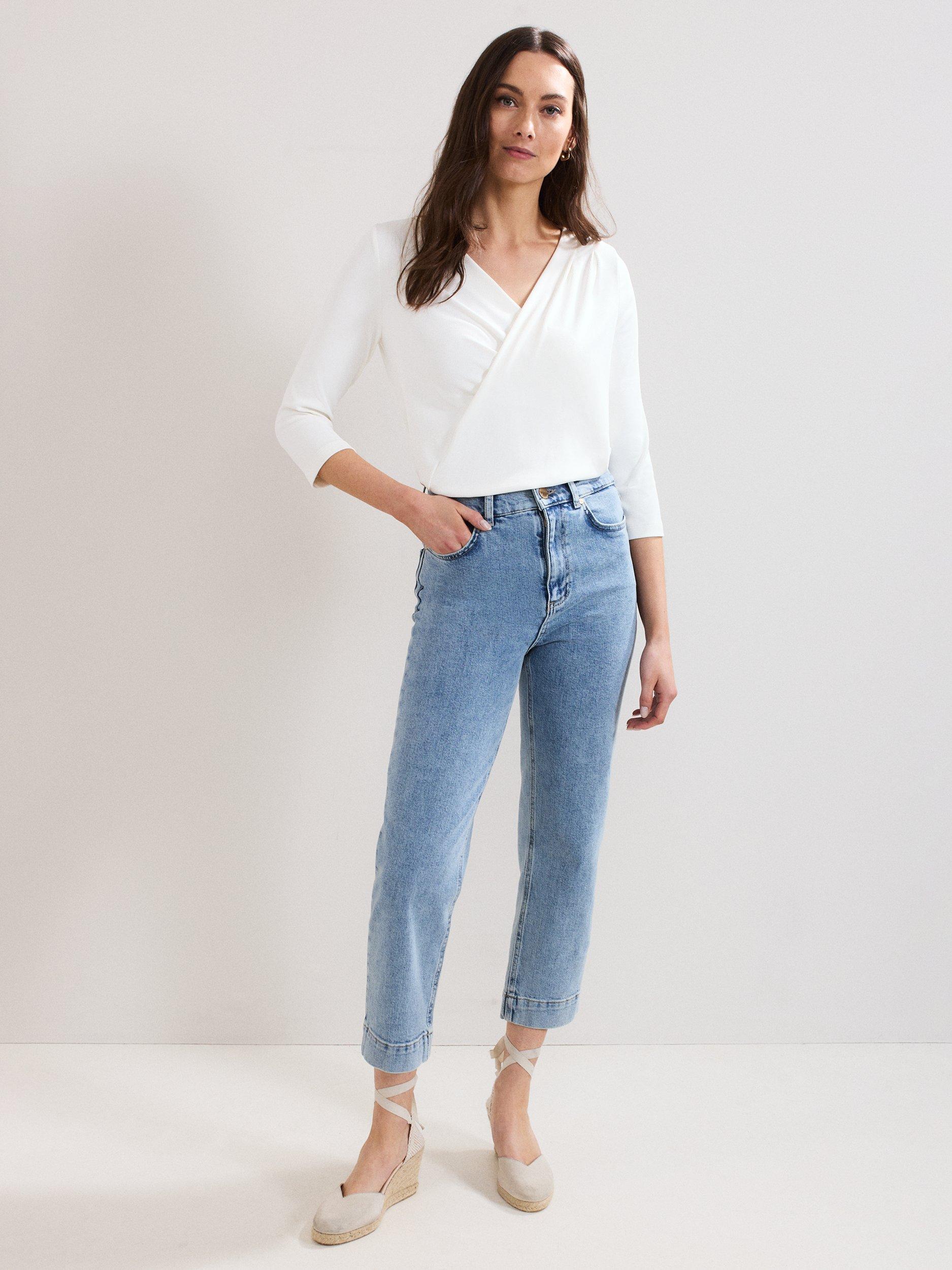 Product image 3 of 7, which shows Phase Eight Sutton V Neck Top, White, 8