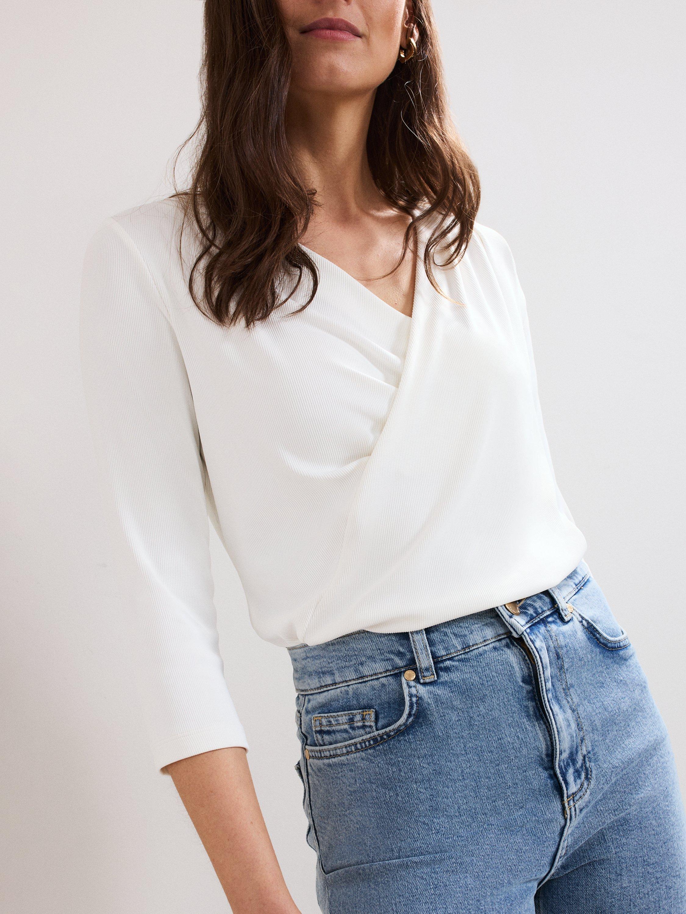 Product image 4 of 7, which shows Phase Eight Sutton V Neck Top, White, 8