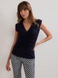 Phase Eight Taia Sleeveless V-Neck Ruched Top, Navy