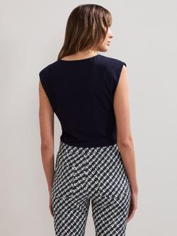 Phase Eight Taia Sleeveless V-Neck Ruched Top, Navy - view 2, Navy