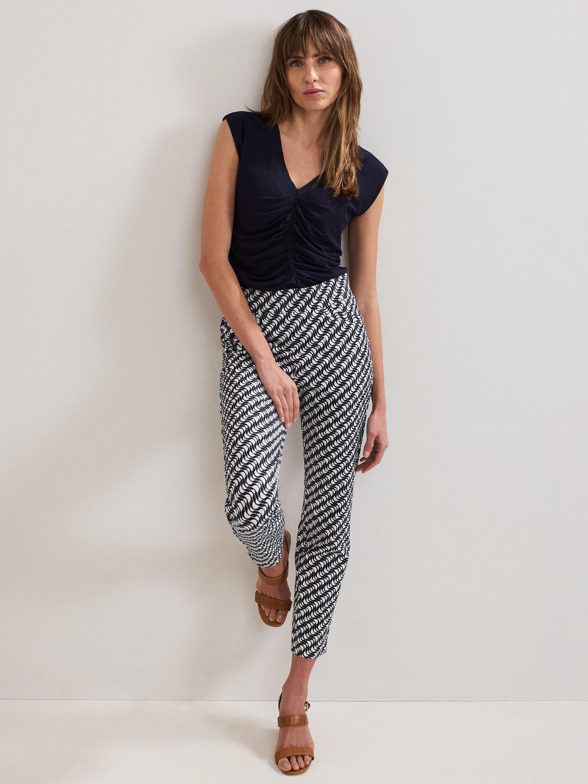 Product image 3 of 8, which shows Phase Eight Taia Sleeveless V-Neck Ruched Top, Navy, 8