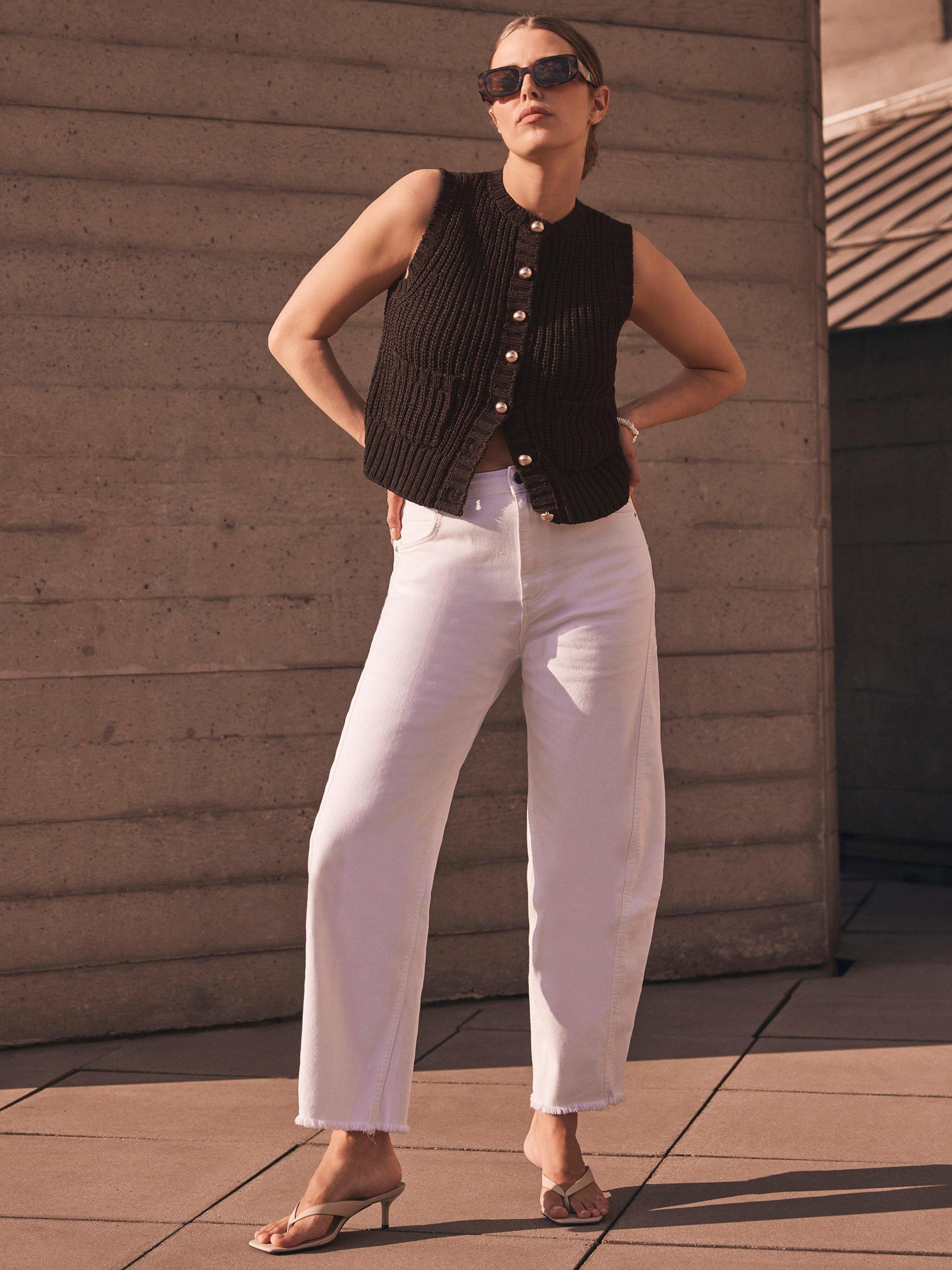 Product image 3 of 8, which shows Mint Velvet Chunky Knit Waistcoat, Brown, XS