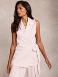 Mint Velvet Longline Wrap Waistcoat, Light Pink