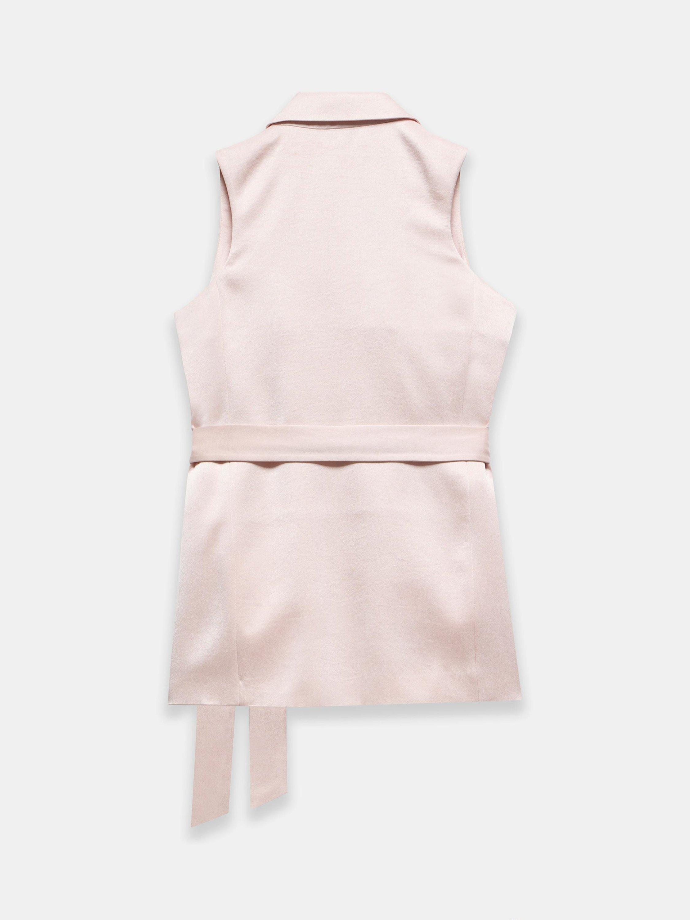 Product image 7 of 7, which shows Mint Velvet Longline Wrap Waistcoat, Light Pink, 12