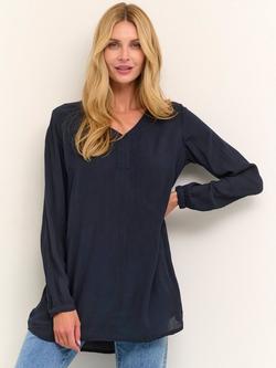 KAFFE Amber V-Neck Tunic Top, Midnight Marine