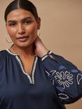Live Unlimited Curve Embroidered Trim Midi Dress, Blue