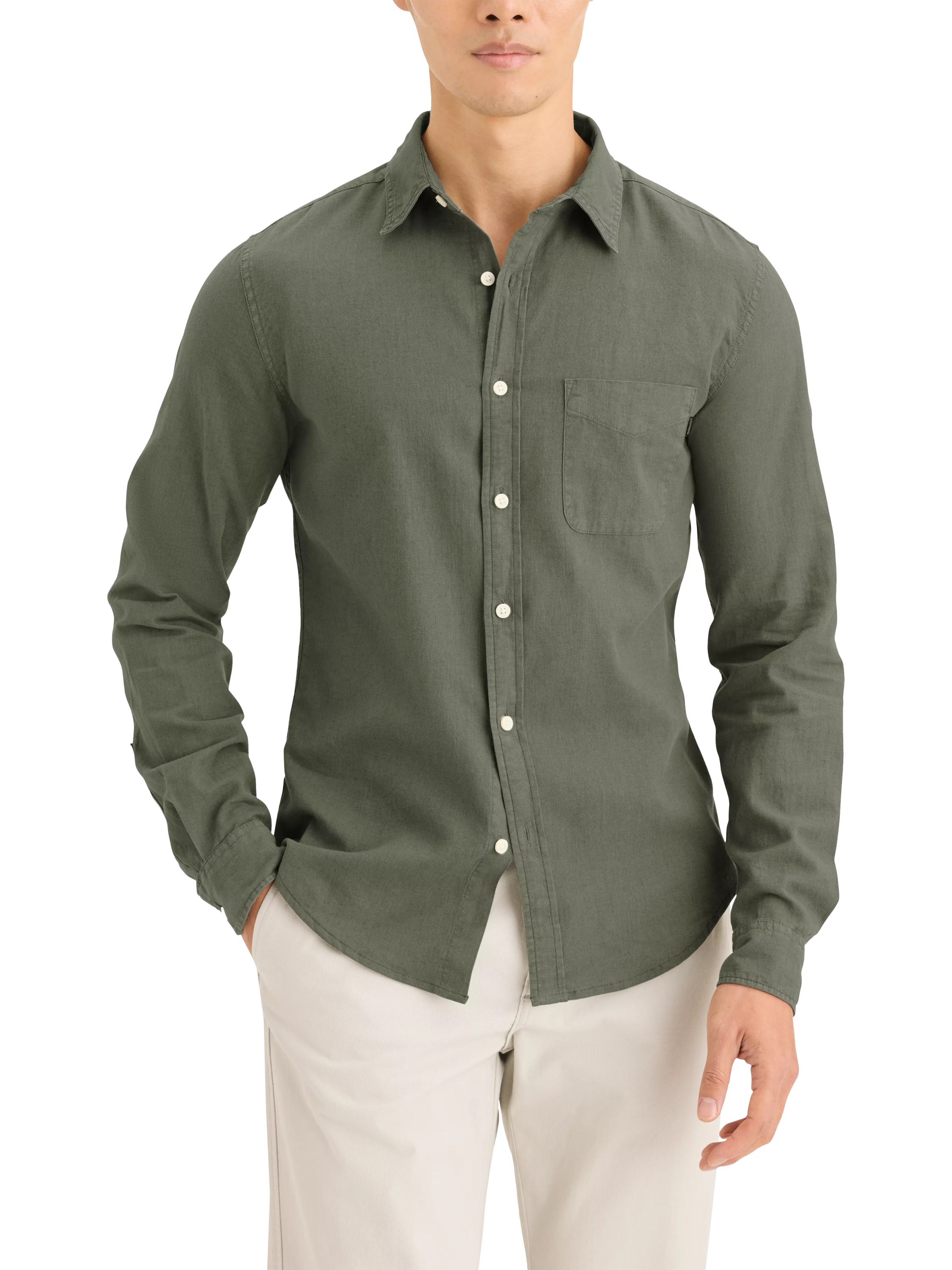 Product image 1 of 2, which shows Dockers Slim Fit Original Shirt, Tea Leaf, L
