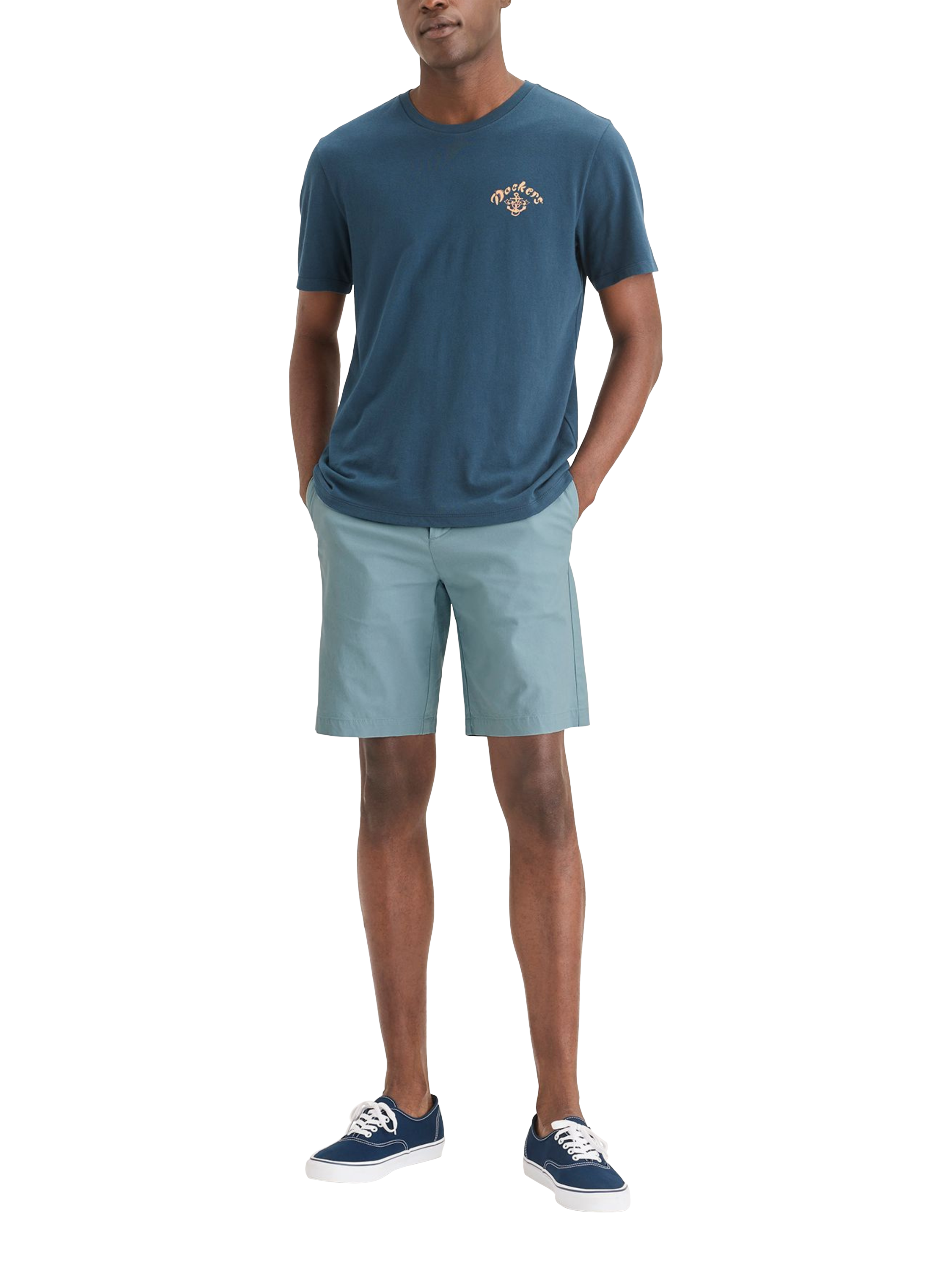 Product image 1 of 4, which shows Dockers Modern Cotton Linen Blend Chino Shorts, Tourmaline, 30R