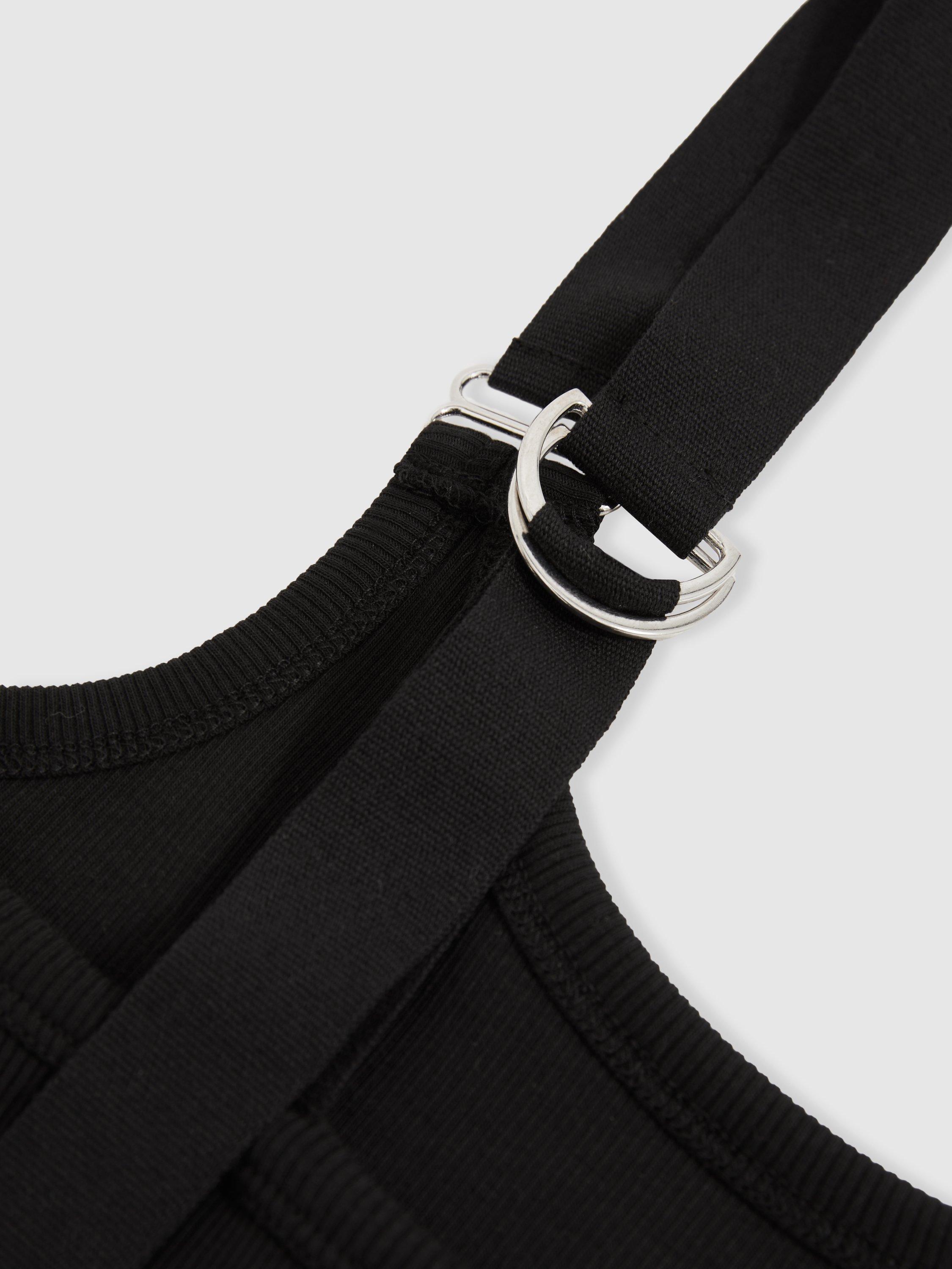 Product image 2 of 5, which shows Reiss Isabella Stretch Cotton Sleeveless D-Ring Top, Black, XS